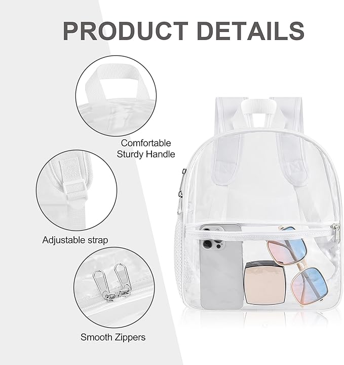 Oraben Clear Backpack for Stadium Events Stadium Backpack Waterproof 12x6x12 Clear Bag for Adult Concert Sport Work