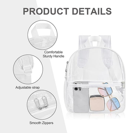 Oraben Clear Backpack for Stadium Events Stadium Backpack Waterproof 12x6x12 Clear Bag for Adult Concert Sport Work