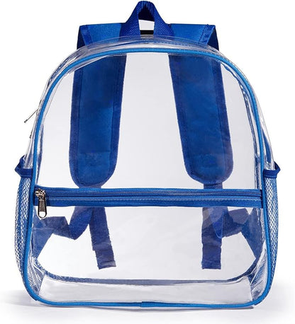 ZJIE Clear Backpack, 12x12x6 Stadium Approved, Transparent See-Through for Concerts, Sports, Work, School, Security (Blue)
