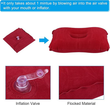 PATIKIL Inflatable Pillow, 4 Pack Squared Ultralight Camping Travel Pillow Desk Rest Neck Support for Hiking Backpacking Office, Dark Blue, Red