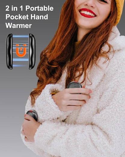 Hand Warmers Rechargeable 2 Pack - 15Hrs Long Heating Rechargeable Heater, Reusable Handwarmers, Portable Pocket Electric Hand Warmer Use As Winter Warm Christmas Birthday Gift