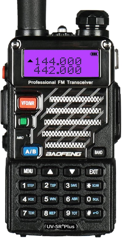 5 Pack Baofeng UV-5R+ Plus Ham Radio Handheld, Dual Band Two Way Radio Rechargeable Long Range Walkie Talkies, with Earpiece & Programming Cable (Black)