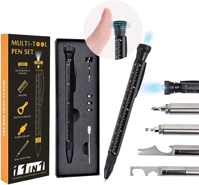 11 in 1 Multi-Tool Pen - Tools for Travel, Camping, Outdoor Activities and Everyday Use - Father's Day Dad Gift for Daughter Son, Birthday Father's Day Gift for Dad Grandpa Husband, Cool Gadgets