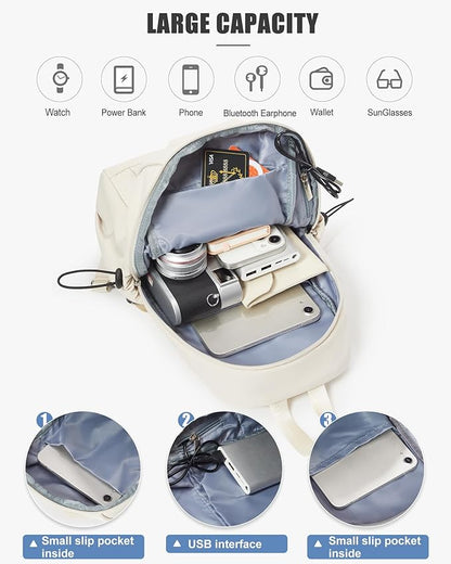 SEAFEW Tactical Backpacks Small Sling Bag Crossbody Backpack Shoulder Bag for Men Women, Multipurpose Anti-Theft Cross Body Chest Bags, One Strap Backpack for Walking Biking Travel Cycling Off White