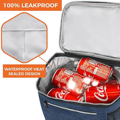 opux Extra Large Insulated Lunch Box Men Women, Lunch Bag for Work, Leakproof Soft Cooler Tote Adult, Lunch Pail, Picnic Beach Collapsible Food Bag with Shoulder Strap, Heather Navy