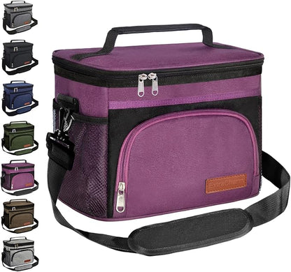 ExtraCharm Insulated Lunch Bag for Women/Men - Reusable Lunch Box for Office Picnic Hiking Beach - Leakproof Cooler Tote Bag Organizer with Adjustable Shoulder Strap for Adults