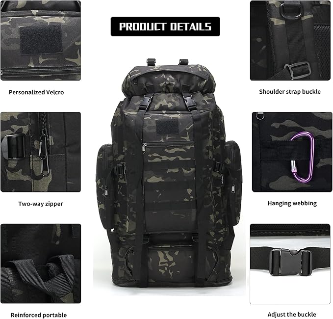 Hiking Backpack for Men 70L/100L Camping Backpack Military Rucksack Molle 3 Days Assault Pack for Climbing