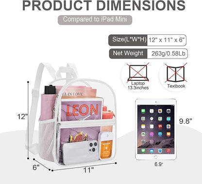 Oraben Clear Backpack for Stadium Events Stadium Backpack Waterproof 12x6x12 Clear Bag for Adult Concert Sport Work