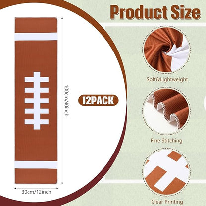 12 Pack Football Cooling Towels for Boys, Sports Towels with Bags, 40"x12" Breathable Chilly Towel, Microfiber Towel for Football Sport Team Gift