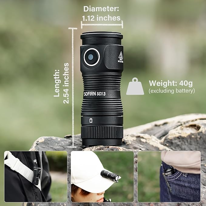 sofirn LED Small Flashlight USB C Rechargeable, SC13 Bright 1300 Lumens EDC Keychain Flashlights with IPX8 Waterproof, Portable Key Ring Mini Flash Light for Everyday Carry Camping Hiking