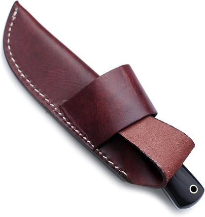 Handmade Damascus Steel Knife for Hunting,Survival,Camping,Bushcraft,and Fishing Fixed Blade with Drop Point Full Tang Micarta Handle,-with Cowhide-Leather Sheath - WKD-790