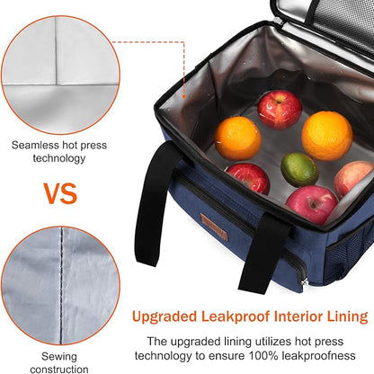 Femuar Lunch Bags for Women/Men, Insulated Lunch Bag for Work Office Picnic - Large Lunch Cooler Bag Leakproof Lunch Box with Adjustable Shoulder Strap for Adults - Blue(15L)