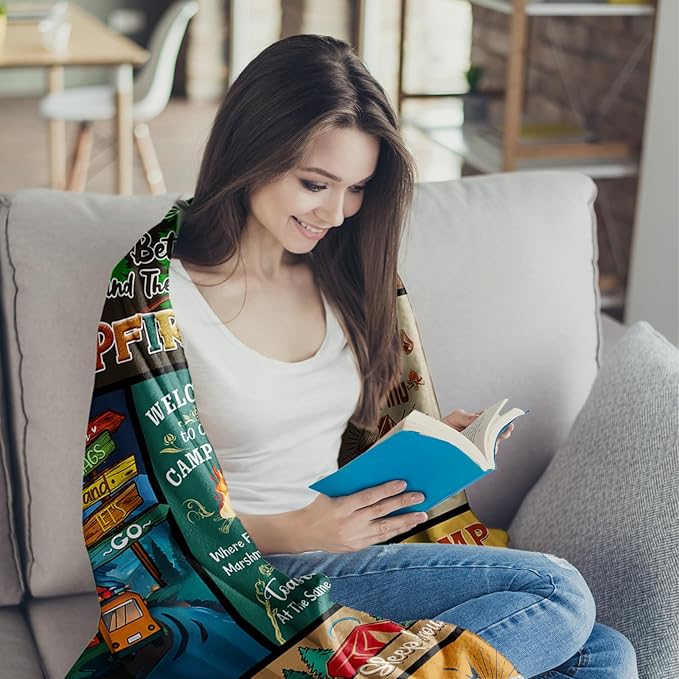 Camping Lovers Gifts, Camping Gifts for Women/Men, Camping Throw Blanket 60"X50", Blanket for Camping, Camping Gifts, Camper Gifts, Gifts for Campers, Rv Gifts for Women Birthday Christmas