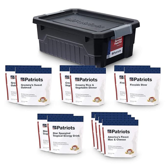 4Patriots: 2-Week Emergency Food Supply Survival Kit, Perfect for Camping, Freeze Dried Preparedness Food, Designed to Last 25 Years, Be Ready with 84 Servings of Delicious Breakfast, Lunch, & Dinner