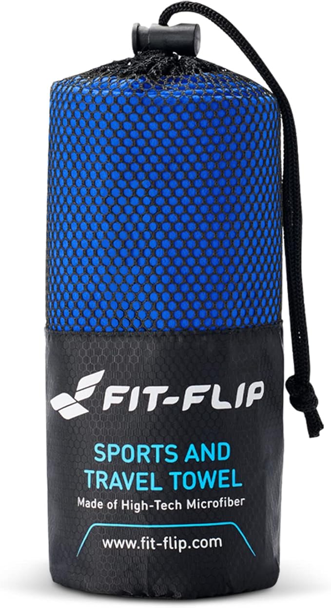 Fit-Flip Travel Towel - Compact & Ultra Soft Microfiber Camping Towel - Quick Dry Towel - Super Absorbent & Lightweight for Sports, Beach, Gym, Backpacking, Hiking and Yoga