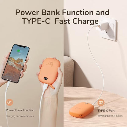JISULIFE Hand Warmers, Rechargeable Electric Reusable Hand Warmers/Power Banks, Pocket Warmers with LED Display, Portable Hot Hands Hand Warmers for Outdoors Indoor, Gifts for Men Women Mom Dad