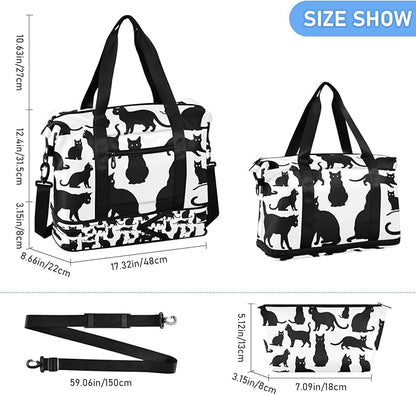 Cats Travel Duffel Bag Gym Tote Bag for Sports Waterproof Carry On Weekender Bag with Compartment