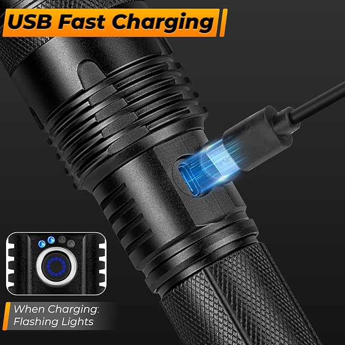 Flashlights High Lumens - 990000 LM, 12 Hour Rechargeable Super Bright Flash Light with 5 Light Modes, IPX6 Waterproof LED Powerful Flashlight for Home Outdoor Camping
