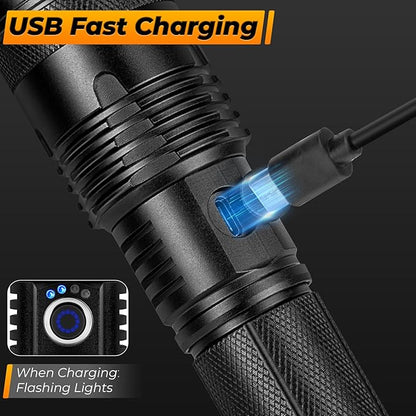 Flashlights High Lumens - 990000 LM, 12 Hour Rechargeable Super Bright Flash Light with 5 Light Modes, IPX6 Waterproof LED Powerful Flashlight for Home Outdoor Camping