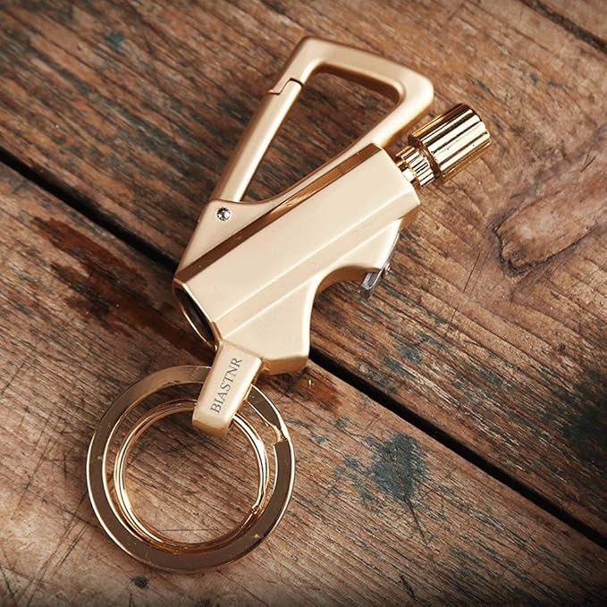 Permanent Match with Bottle Opener Metal Keychain Lighter, Reusable Waterproof Flint Matchstick Fire Starter for Camping Hunting, Great Gift Ideas Gold