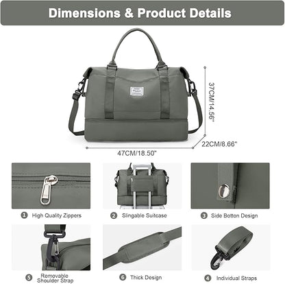 Travel Duffel Bag,Sports Tote Gym Bag,Shoulder Weekender Overnight Bag for Women