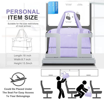 ETRONIK Gym Bag for Women, Travel Duffel Bag with USB Charging Port, Weekender Overnight Bag with Wet Pocket and Shoes Compartment for Women, Travel, Gym, Yoga (Purple)