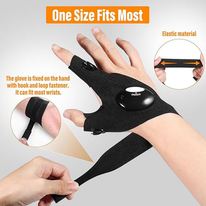 Gifts for Men Dad Boyfriend Husband Him Fathers Day Birthday, LED Flashlight Gloves, Hands Free Finger Lights Cool Gadgets for Repairing Fishing Grilling Camping, Unique Men Gift