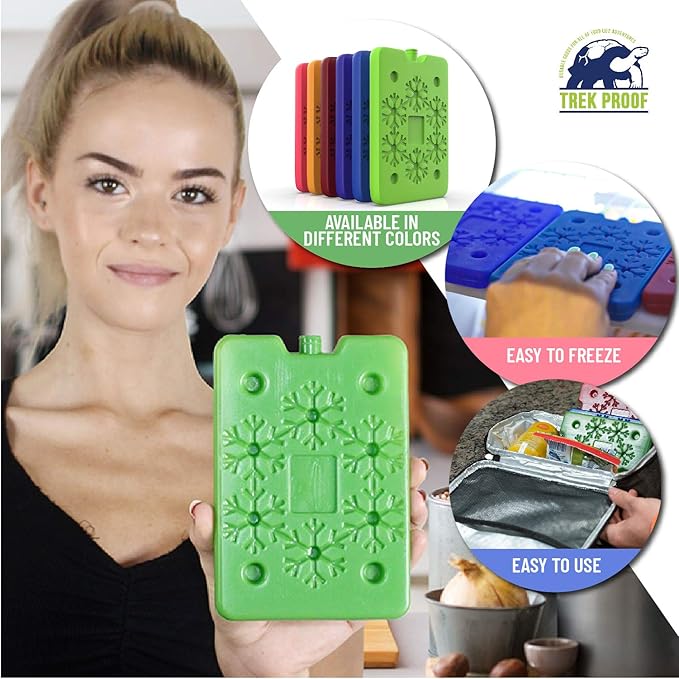 Ice Packs for Lunch boxes and Coolers | Bento Lunch Box Ice Packs, Cooler Bag for Work, School, Picnic or Camping | Reusable Small Freezer Pack, Adult and Kid Friendly