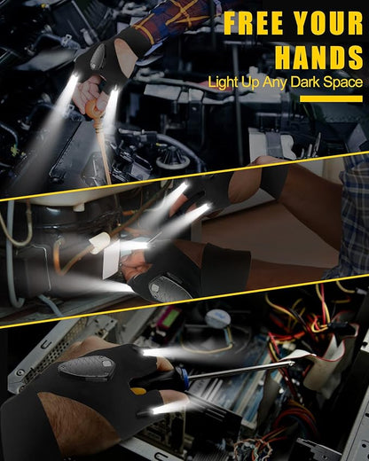 KFK Gifts for Men, LED Flashlight Gloves Gifts for Him,Mens Gifts for Father's Day, Birthday, Dad, Husband, Handyman