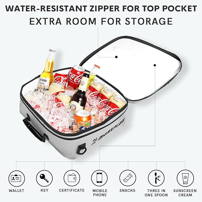 Waterproof PVC Paddleboard Cooler Deck Bag - 12 Can Soft Insulated Cooler for Paddleboarding, Camping, Kayaking