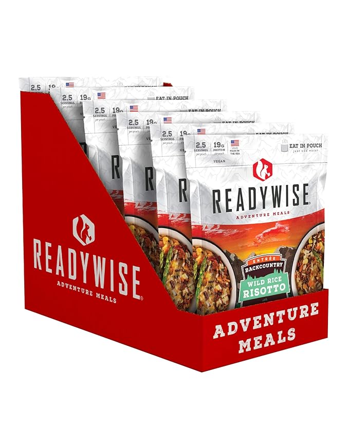 READYWISE - Adventure Meal, Wild Rice Risotto, 15 Servings Total, Pack of 6, Emergency Preparedness, Freeze Dried Food, MRE, Snack Pack or Emergency Food, Backpacking, Camping, Hiking, and, Survival