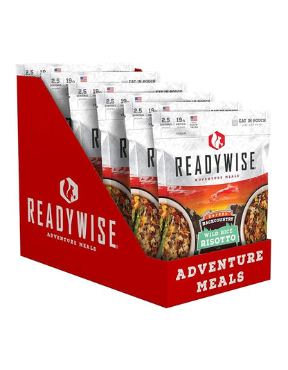 READYWISE - Adventure Meal, Wild Rice Risotto, 15 Servings Total, Pack of 6, Emergency Preparedness, Freeze Dried Food, MRE, Snack Pack or Emergency Food, Backpacking, Camping, Hiking, and, Survival