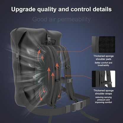 Waterproof Backpack，Heavy Duty Hiking Backpack，35/55/85L dry bag backpack waterproof for Men，Roll-Top Closure，for Kayaking, Travel, Hiking, Fishing, Camping, Motorcycles (black, 35L)