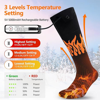 Heated Socks for Men Women - 2022 Upgraded Rechargeable Electric Heated Socks-Unisex Powered Cold Weather Heat Socks for Outdoor Riding Camping Hiking Motorcycle Skiing Warm Winter Socks