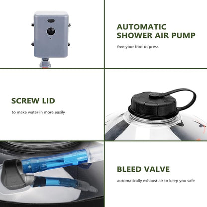 Camping Shower,12L Portable Camp Shower Bag with Upgraded Screw Lid, Auto Pressure Pump, Solar Shower, Camping Shower Head for Beach Camping, Hiking, Traveling, Washing