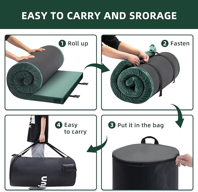 Sleeping Pad for Adults, Comfortable Thick Floor Sleeping Mats for Car Truck Tent with Removable Travel Bag