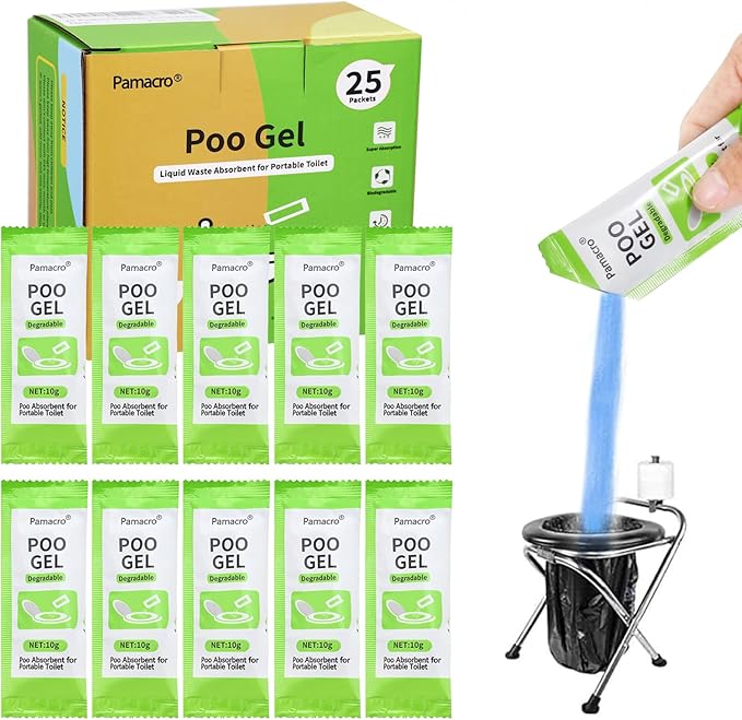 Portable Toilet Powder, Fast-Absorbing Camping Toilet Chemicals, for Camping Outdoor Recreation Portable Toilet Rapidly Biodegradable Eco Poo Gel, Liquid Waste Gelling and Deodorizing Powder