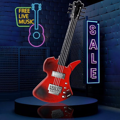 Fancy Fun Guitar Lighter Refillable Metal Vintage Keychain Lighter Unique Novelty Cool lighters for Men Fireplace Candle Camping BBQ(No Butane Fuel) (#2)
