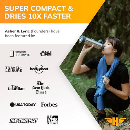 Hero Microfiber Towel for Travel, Camping, Beach, Gym – 24” X 48” (Includes Bonus Washcloth)