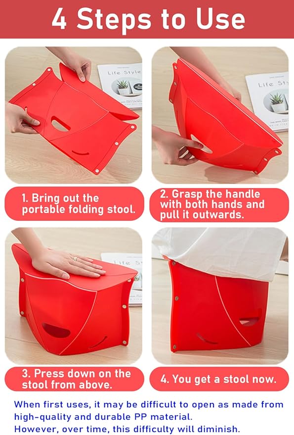 Folding Lightweight Portable Stool, Thickness of 0.5 in, Collapsable Foldable Travel Potty Stool, Footrest for Air Travel. Opens Easy for Camping Hiking Picnic Fishing Subway Party Ball Game (Yellow)