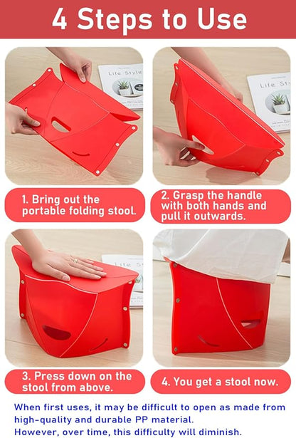 Folding Lightweight Portable Stool, Thickness of 0.5 in, Collapsable Foldable Travel Potty Stool, Footrest for Air Travel. Opens Easy for Camping Hiking Picnic Fishing Subway Party Ball Game (Yellow)