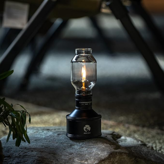 CAMPINGMOON Camping Gas Lantern Candle with Empty Tank Wooden Lantern Case Year of The Rabbit Limited Edition T-1C28