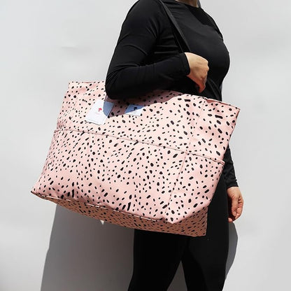 ESVAN Large Foldable Beach Bag for for Women with Dry Wet Compartment Waterproof Sandproof Travel Gym Picnic Handbag