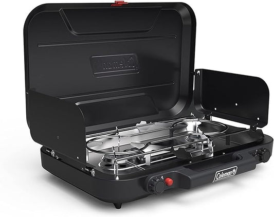 Coleman Classic 3-Burner Propane Camping Stove, Portable Camp Stove with 3 Adjustable Burners & Push-Button Instant Ignition, 28,000 BTUs for Camping, Tailgating, Grilling, BBQs, & More