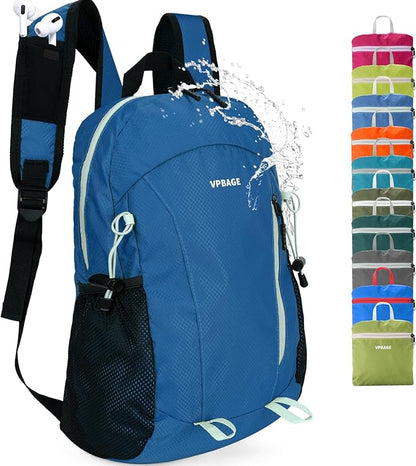 15L Highly Water-resistant Hiking Daypack, Small Backpack Travel Outdoor, Lightweight Day Pack with Tool Loops(Dark Blue)