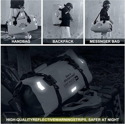 Waterproof Duffel Bag for Men/Women, Roll-top Dry Backpack Duffel Bag with Quick-fixed Straps, Motorcycle Tail Saddle Bag for Motorcycling, Rafting, Boating, Kayaking, Travel, 66L-Grey