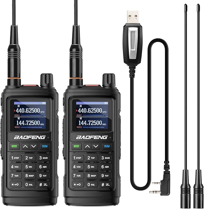 BAOFENG UV-17R Two Way Radio, Dual Band 144-148/420-450Mhz Handheld Ham Radio with Standard Antenna & High Gain Long Antenna, 1800mAh Li-ion Battery, 999 Channels, Manual DTMF, Support CHIRP (2 Pack)