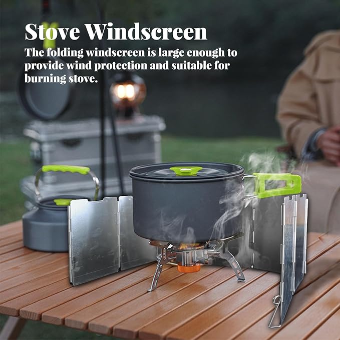Camping Essentials Cookware Cooking Set, Camping Pots and Pans Set for Backpacking Gear, Car Camping Mess Kit for Camping Stove, Camp Kitchen with Camping Kettle, Pour Over Coffee Dripper