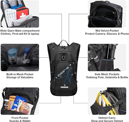 Everfun Hydration Backpack 18L with Water Bladder 2L/3L Hiking Water Backpack Women Men Lightweight Insulation Hydration Day Rucksack for Hiking, Cycling, Running, Festival, Camping