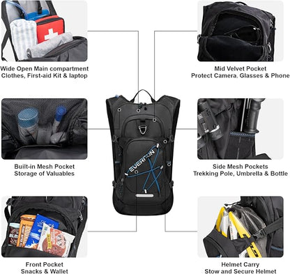 Everfun Hydration Backpack 18L with Water Bladder 2L/3L Hiking Water Backpack Women Men Lightweight Insulation Hydration Day Rucksack for Hiking, Cycling, Running, Festival, Camping